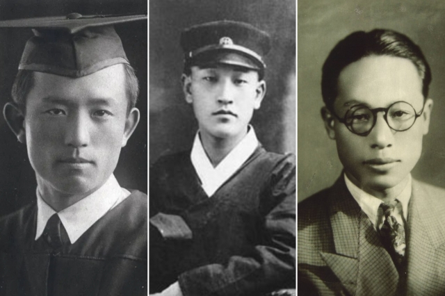 From left, Yoon Dong-ju, Yi Sang-hwa and Yi Yook-sa