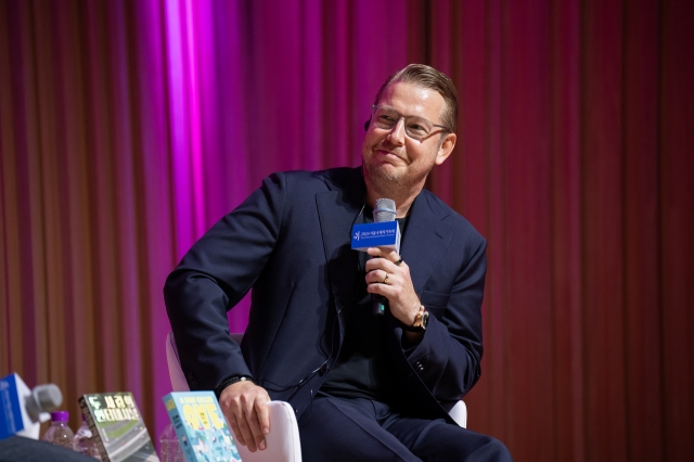 Fredrik Backman attends the 2024 Seoul International Writers' Festival at JCC Art Center in Jongno, Seoul, Saturday. (SIWF)