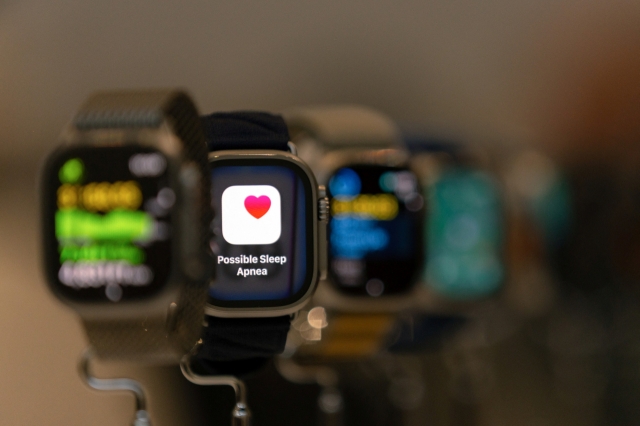 The Apple Watch Ultra 2 is showcased as Apple holds an event at the Steve Jobs Theater on its campus in Cupertino, California. (Reuters-Yonhap)