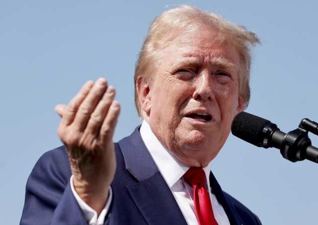 Republican presidential nominee, former US President Donald Trump speaks at a press conference at Trump National Golf Club Los Angeles on Friday in Rancho Palos Verdes, California. (Getty Images)